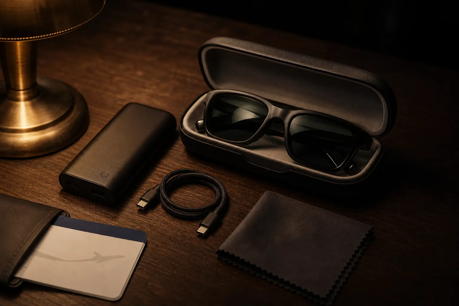The complete offline movie kit for a flight with display glasses