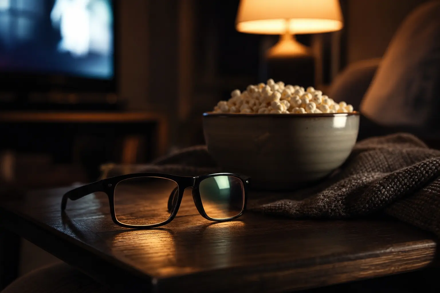 Display glasses ready for a 3D movie night at home