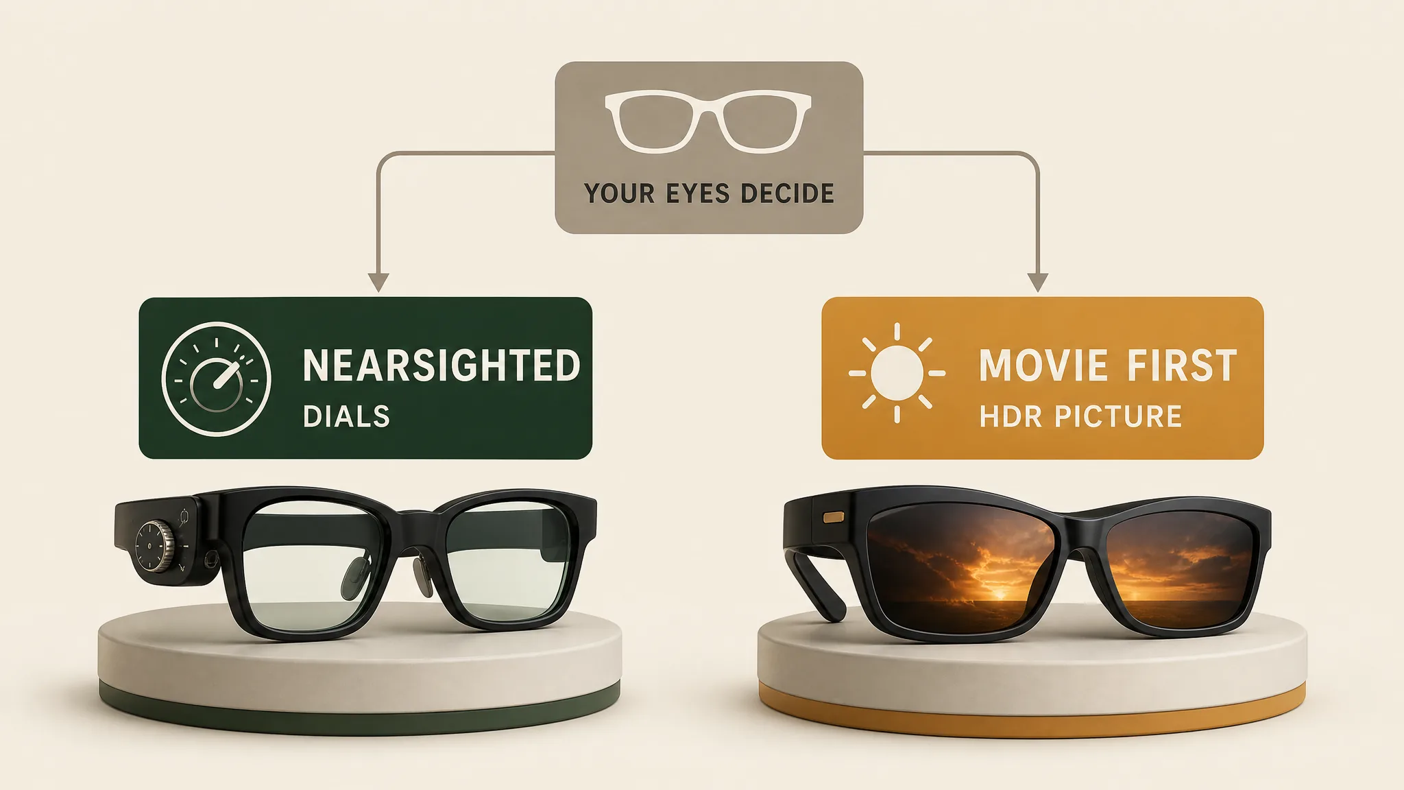 Decision diagram splitting nearsighted buyers toward dials and movie-first buyers toward HDR
