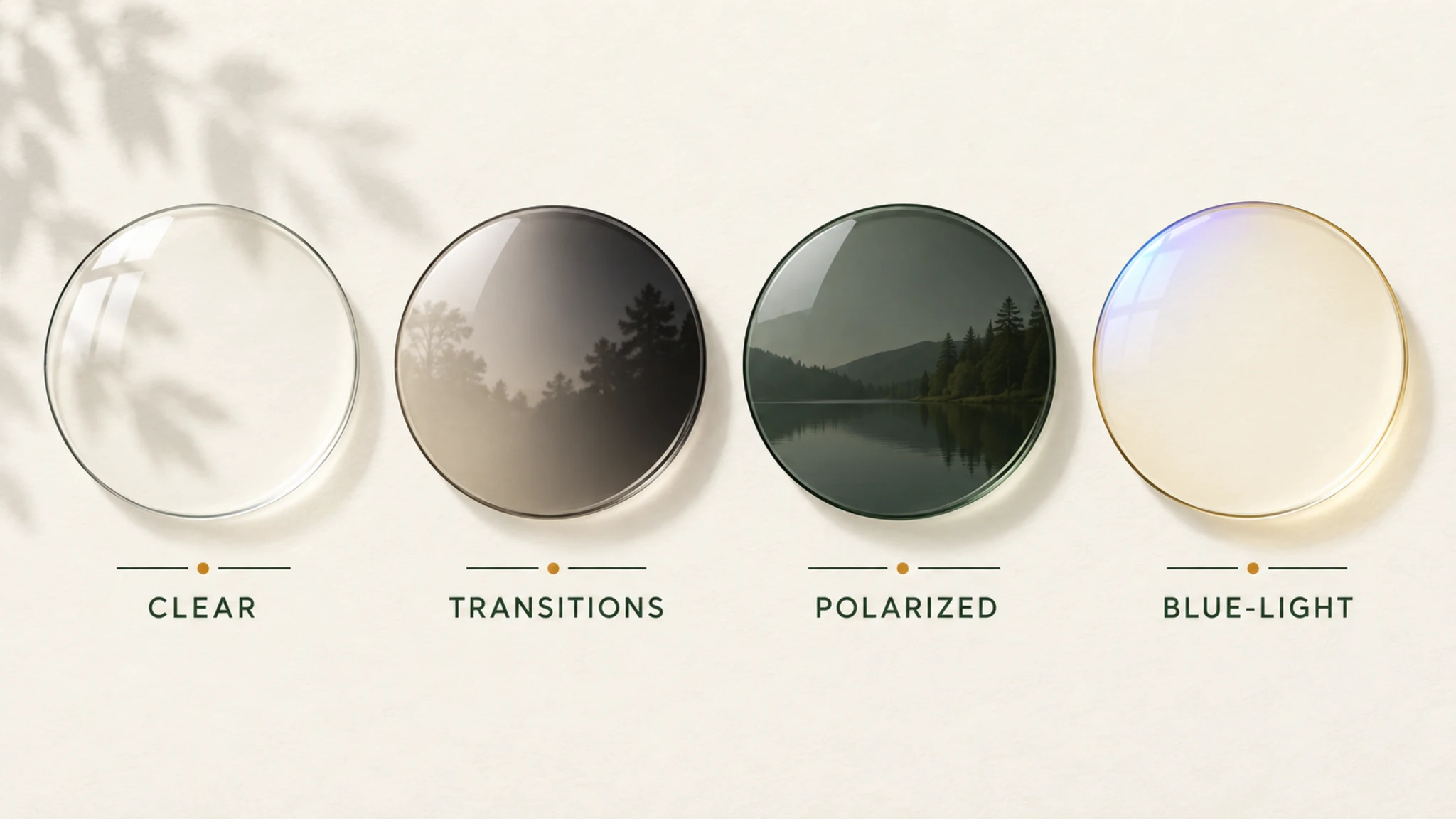 Four prescription lens options as swatches